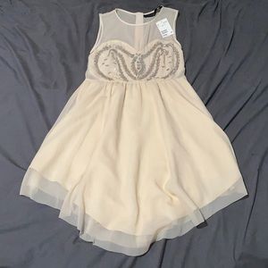 NWT chiffon and leaf foil dress